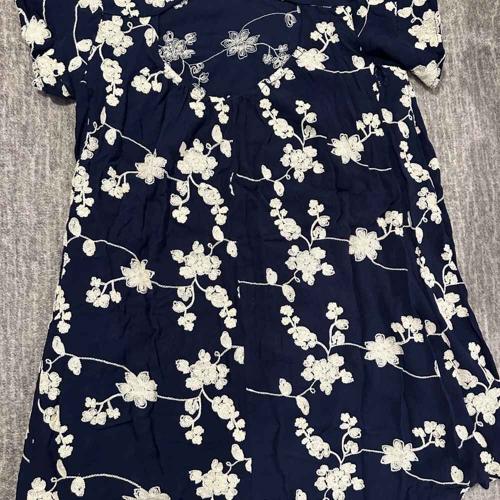 Altar'd State Navy and White Embroidered Dress